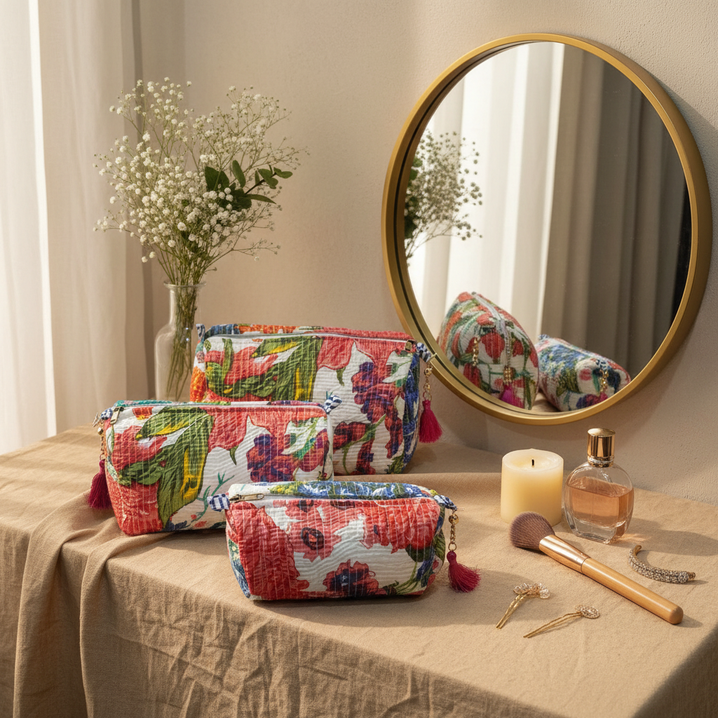 Tropical Fiesta Quilted Makeup Pouch Set — image 3