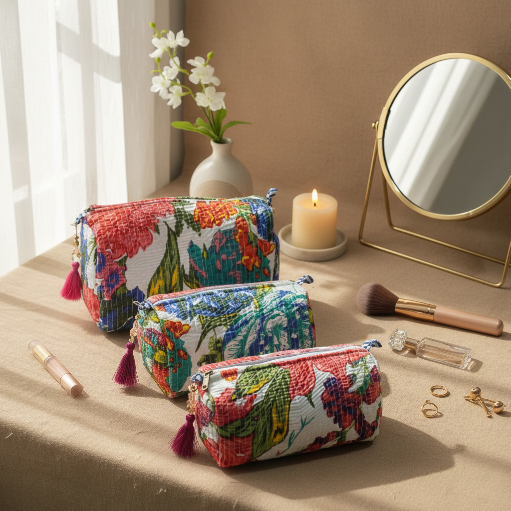 Tropical Fiesta Quilted Makeup Pouch Set — image 4