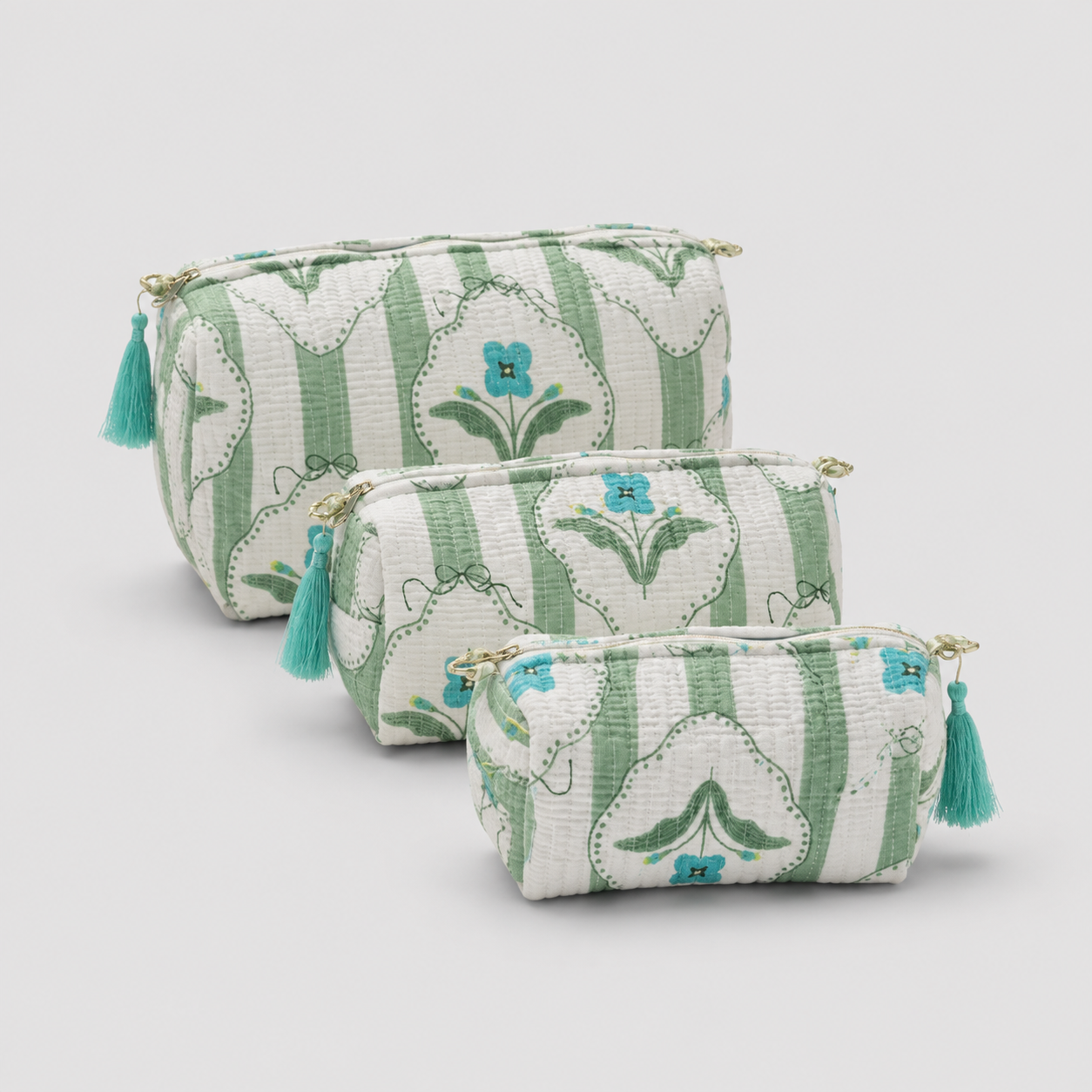 Meadow Bloom Quilted Makeup Pouch Set — image 1