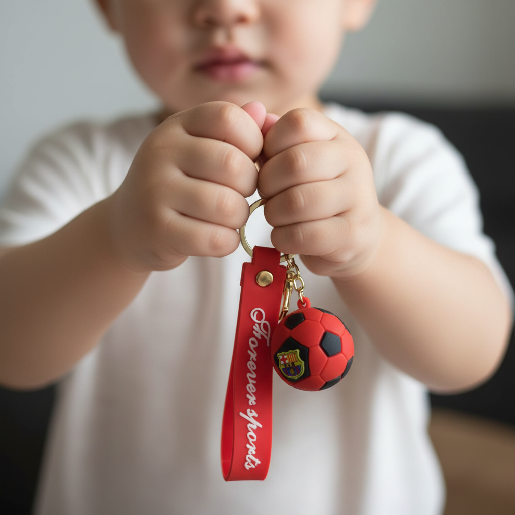 Red Football Silicone Keyring Accessories for Kids