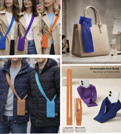 Knitted Stretchable Sling Crossbody Sling - Blue