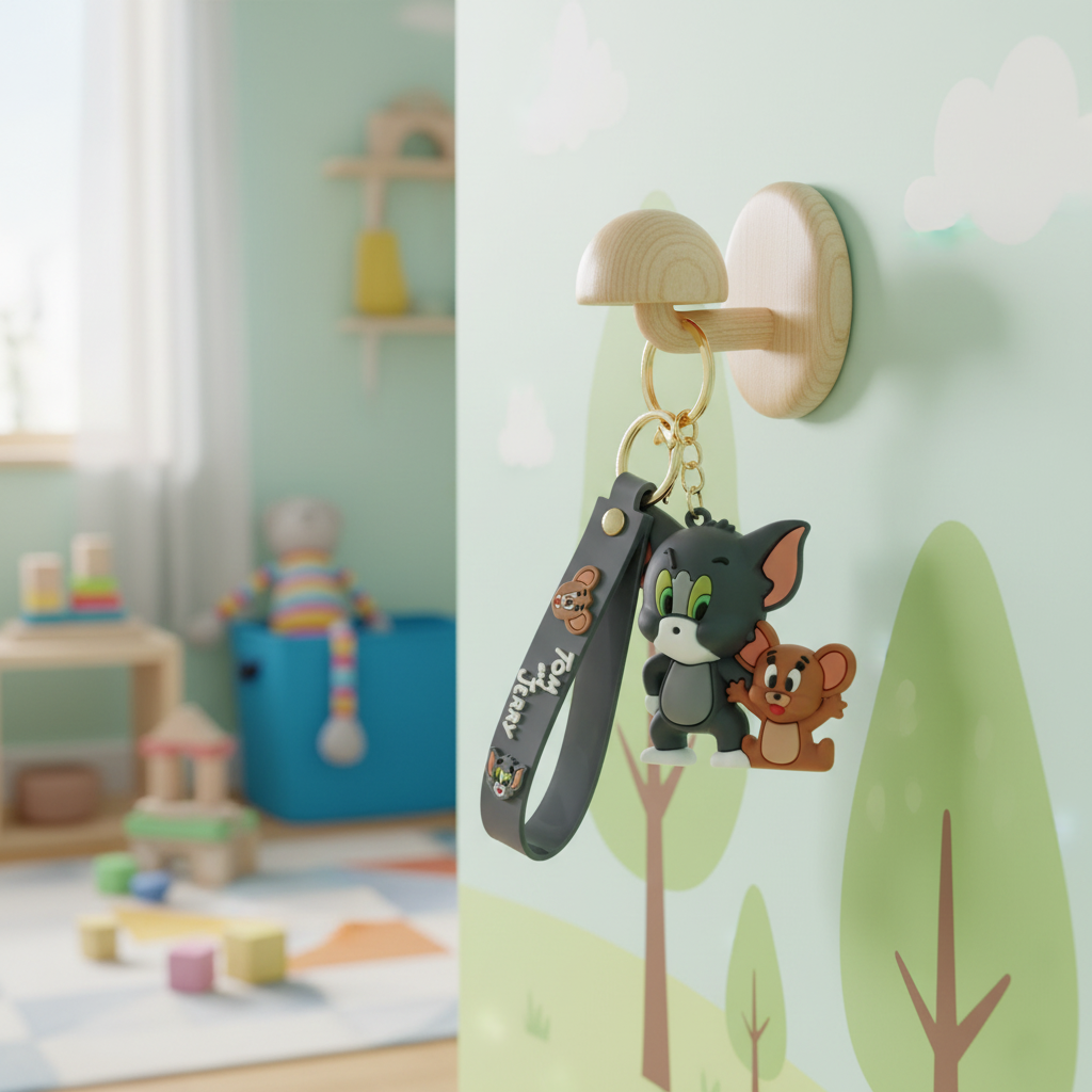 Tom & Jerry Cute Silicone Keyring Accessories for Kids