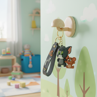 Tom & Jerry Cute Silicone Keyring Accessories for Kids