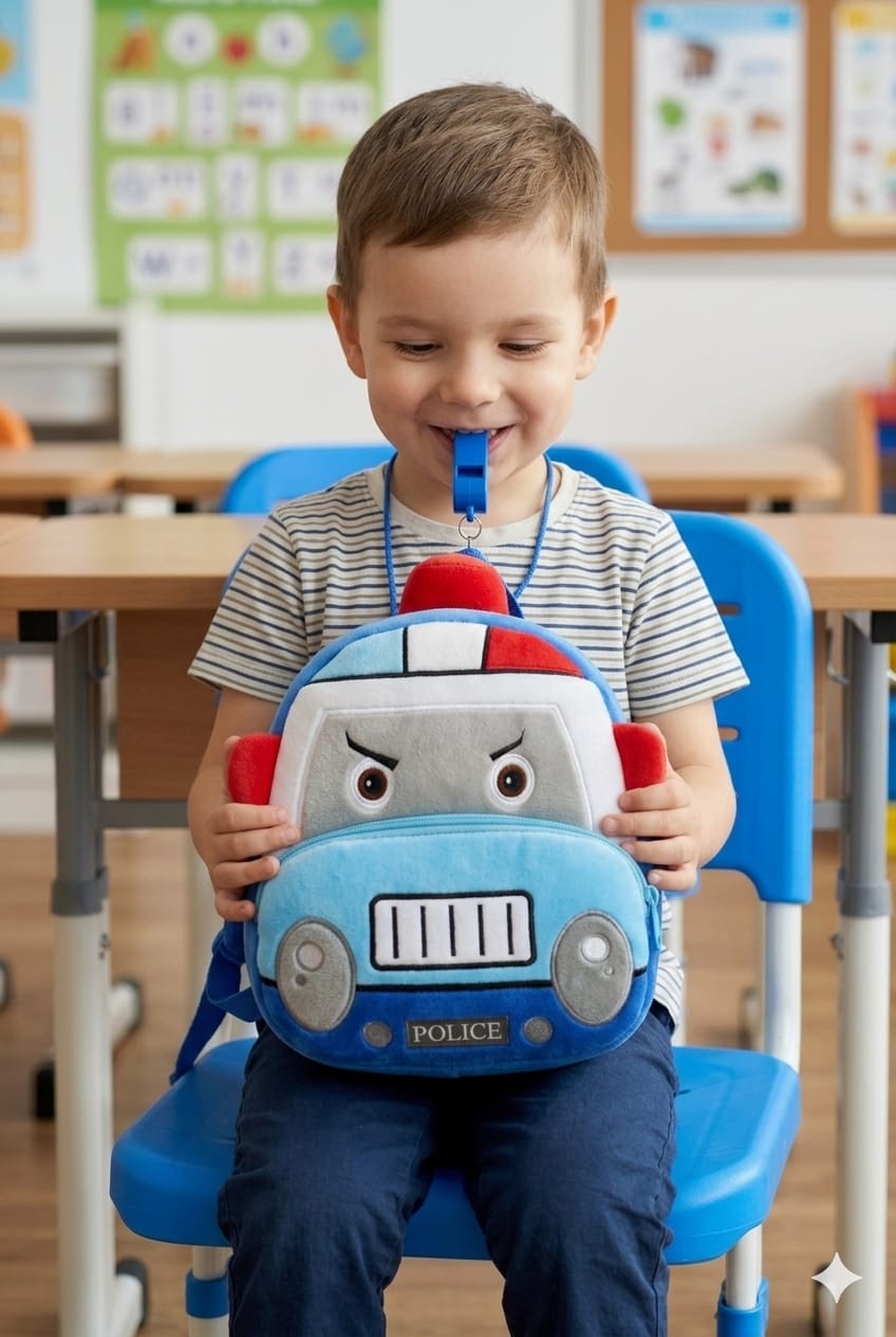 Police Car Soft Plush Kids Backpack