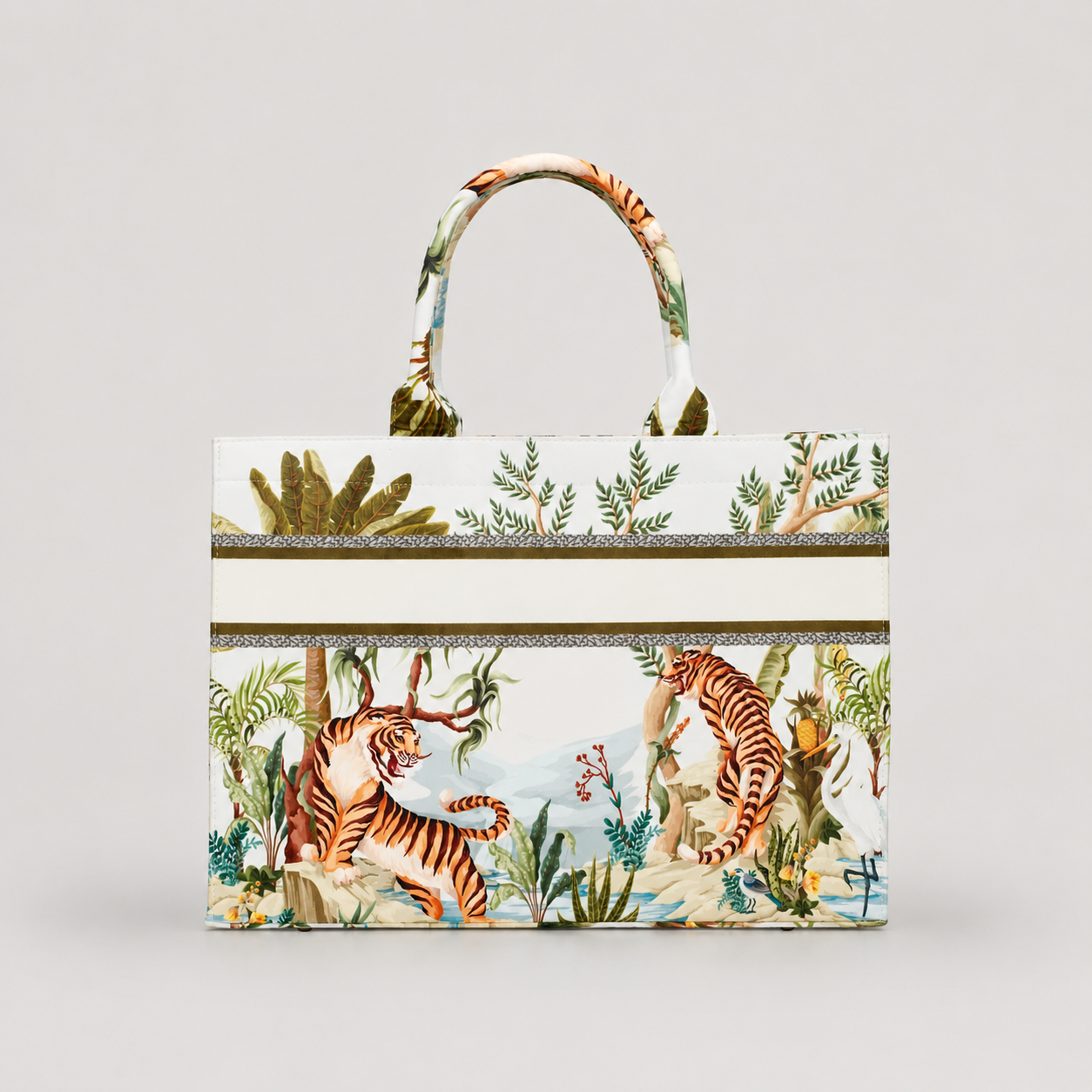White Tiger Print Customize Hand Bag For Women — image 1