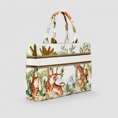 White Tiger Print Customize Hand Bag For Women — image 2