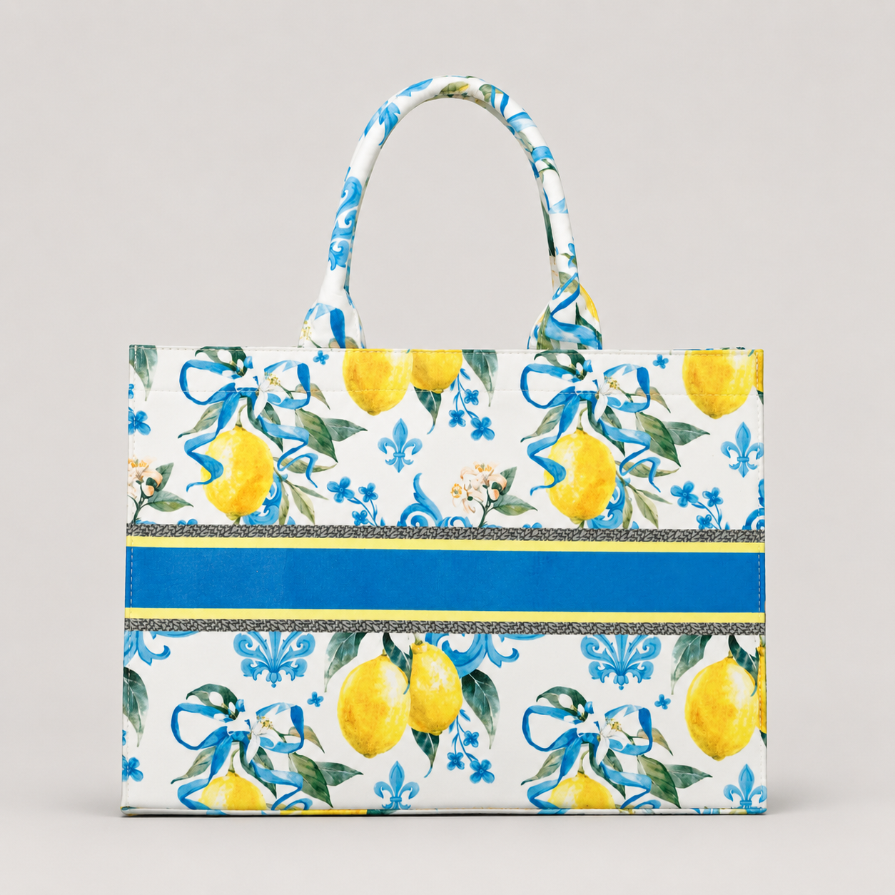 Yellow And Blue Lemon Print Customize Hand Bag For Women — image 1