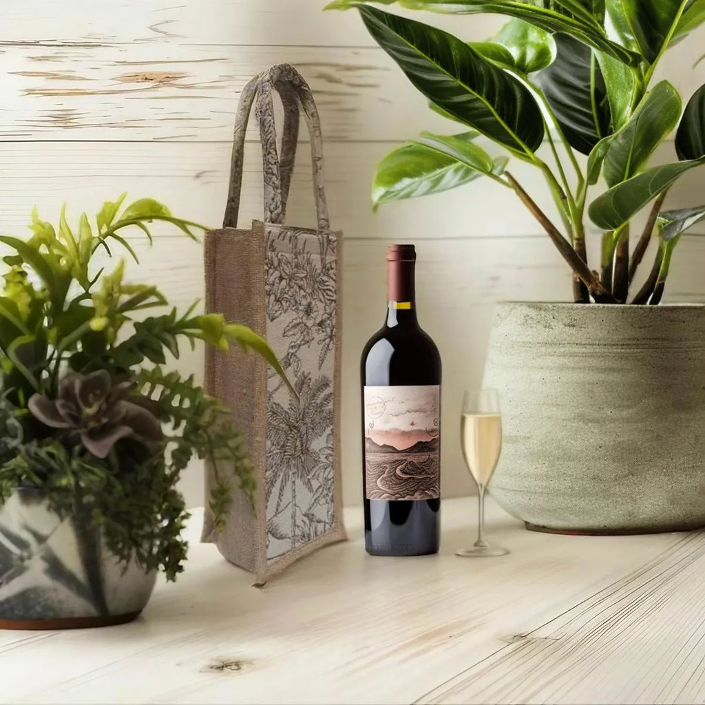 Off White And Golden Premium Tropical Themed Bottle Bag