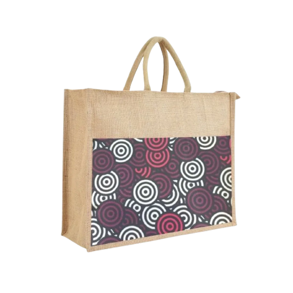 Burgandy Re Usable Jute Shopping Bags