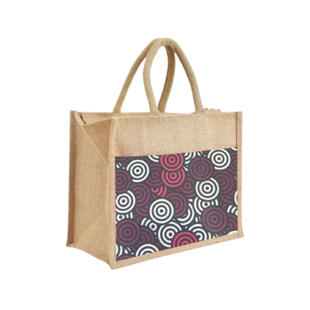 Burgandy Re Usable Jute Shopping Bags