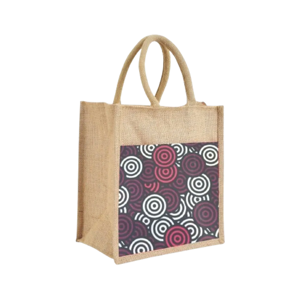 Burgandy Re Usable Jute Shopping Bags