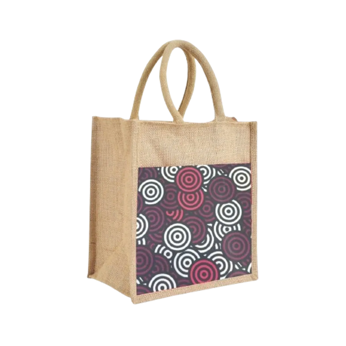 Burgandy Re Usable Jute Shopping Bags