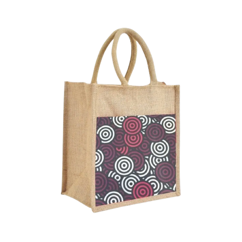 Burgandy Re Usable Jute Shopping Bags