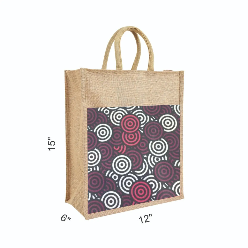 Burgandy Re Usable Jute Shopping Bags