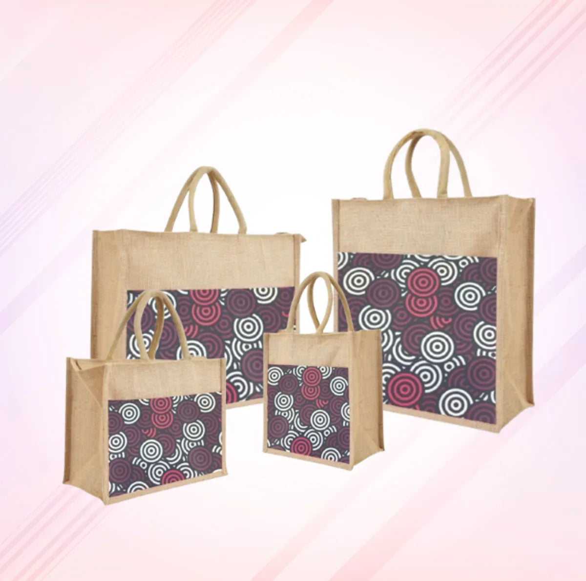 Burgandy Re Usable Jute Shopping Bags