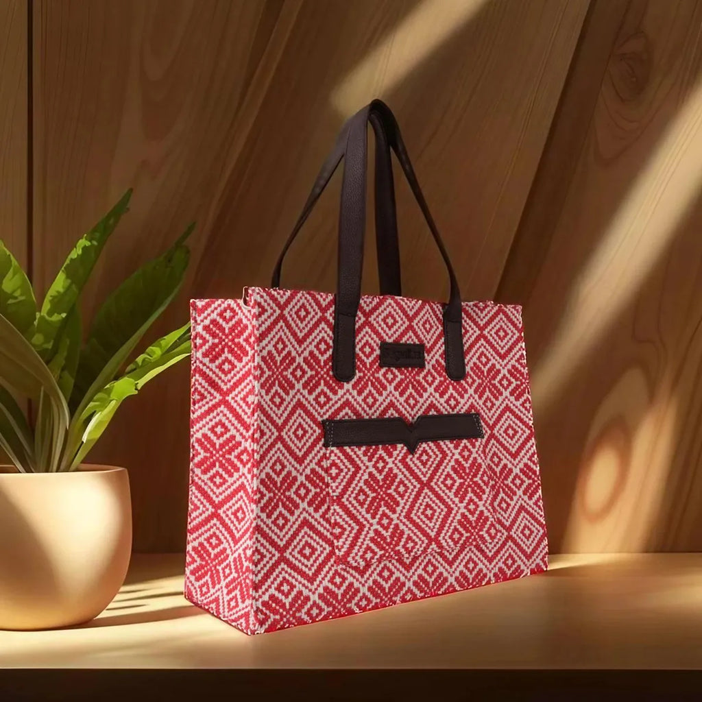 Red Premium Patterned Hand Bag For Women