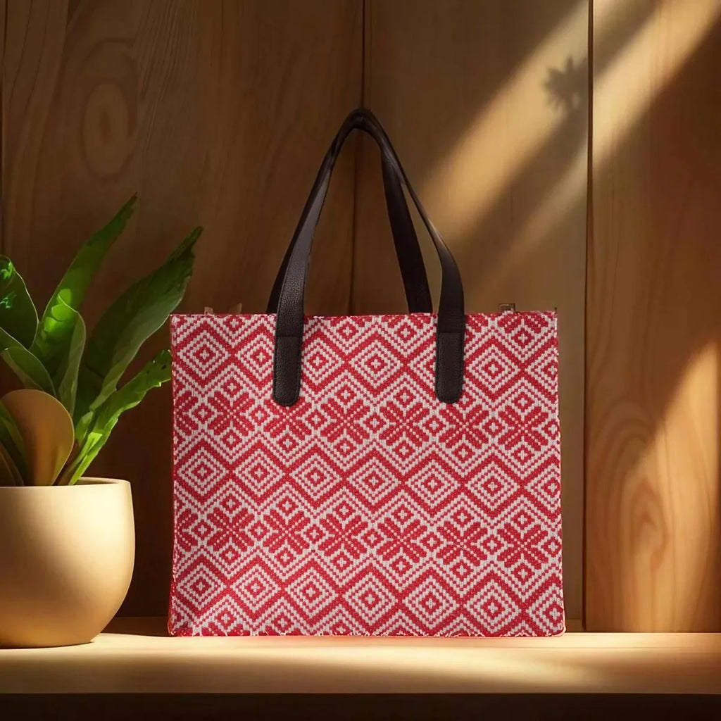 Red Premium Patterned Hand Bag For Women