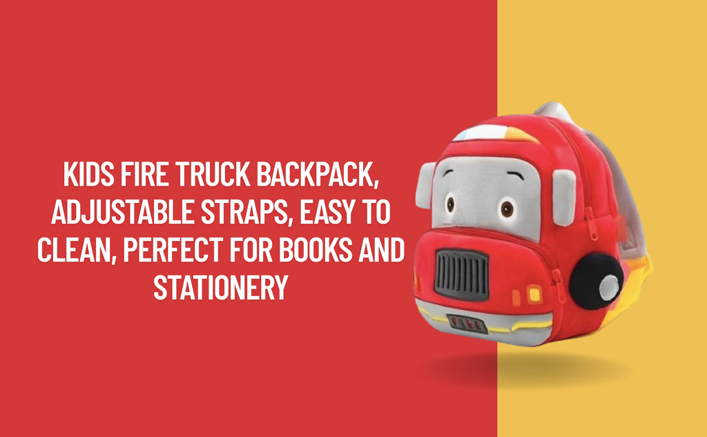 Red Fire Truck Soft Plush Kids Backpack