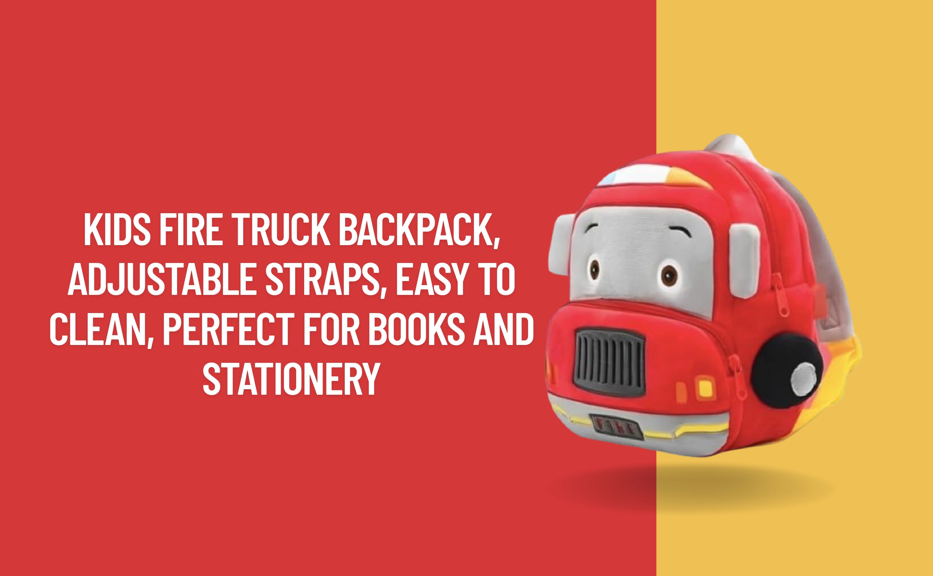 Red Fire Truck Soft Plush Kids Backpack
