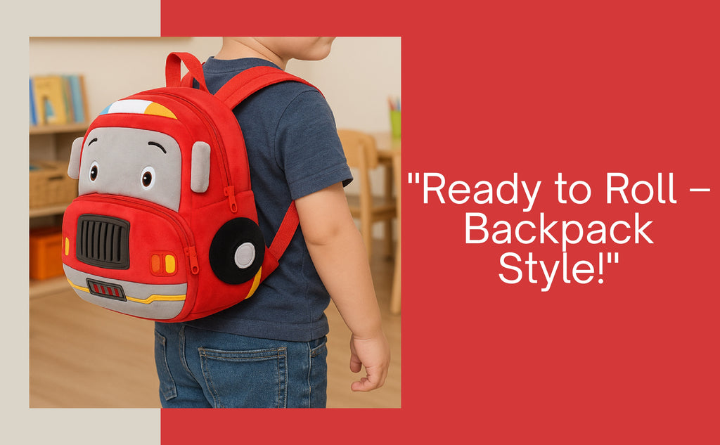 Red Fire Truck Soft Plush Kids Backpack