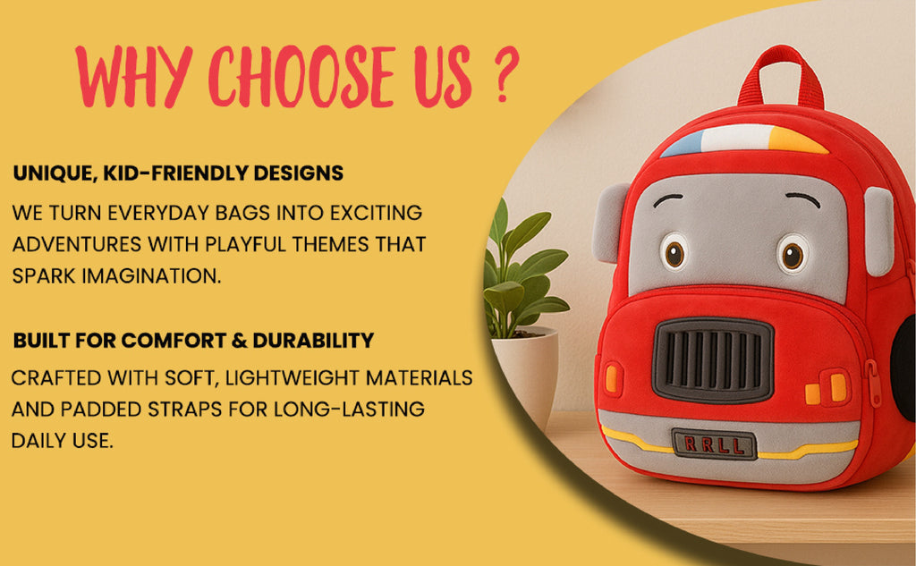 Red Fire Truck Soft Plush Kids Backpack