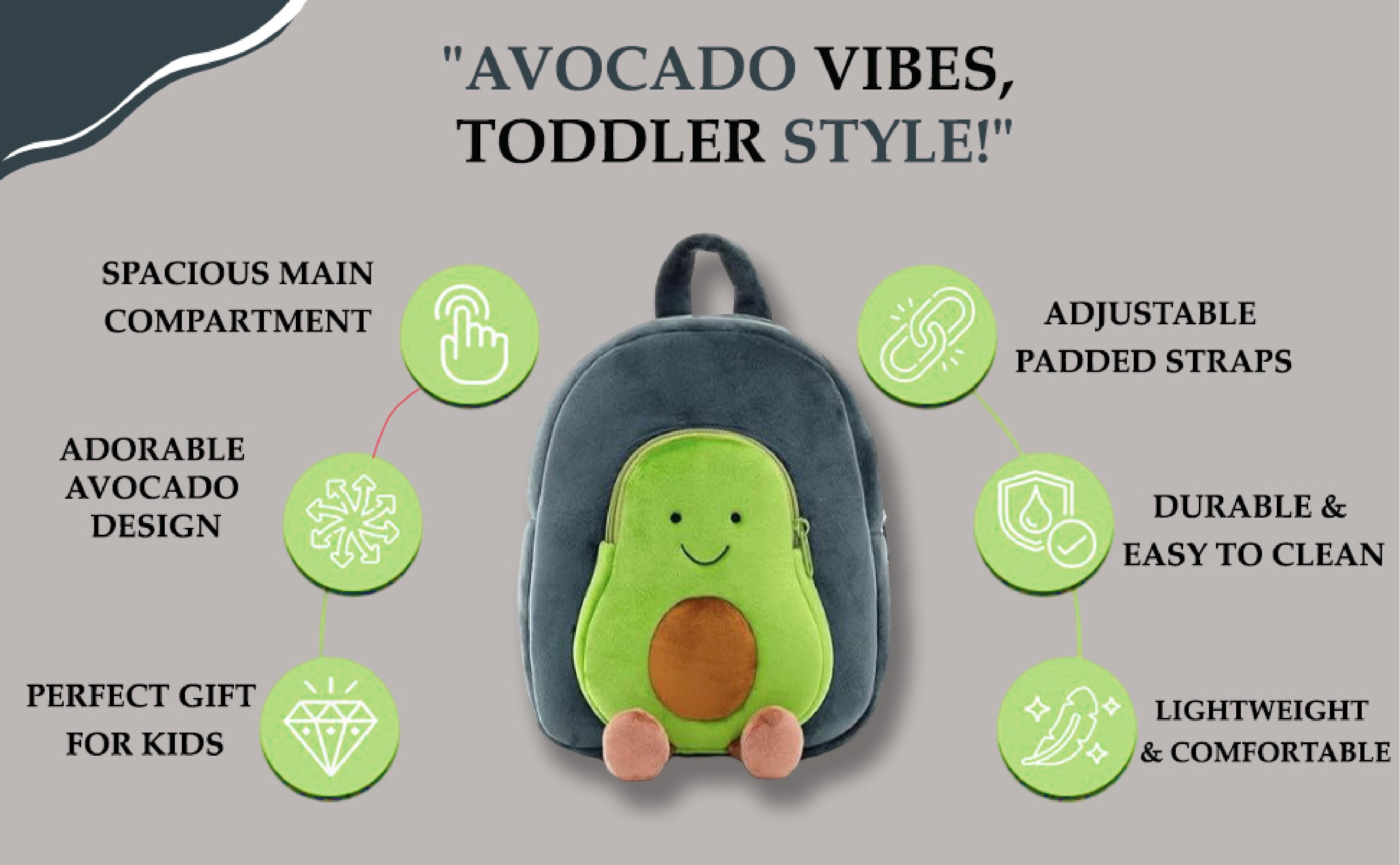Avacado Soft Plush Kids Backpack