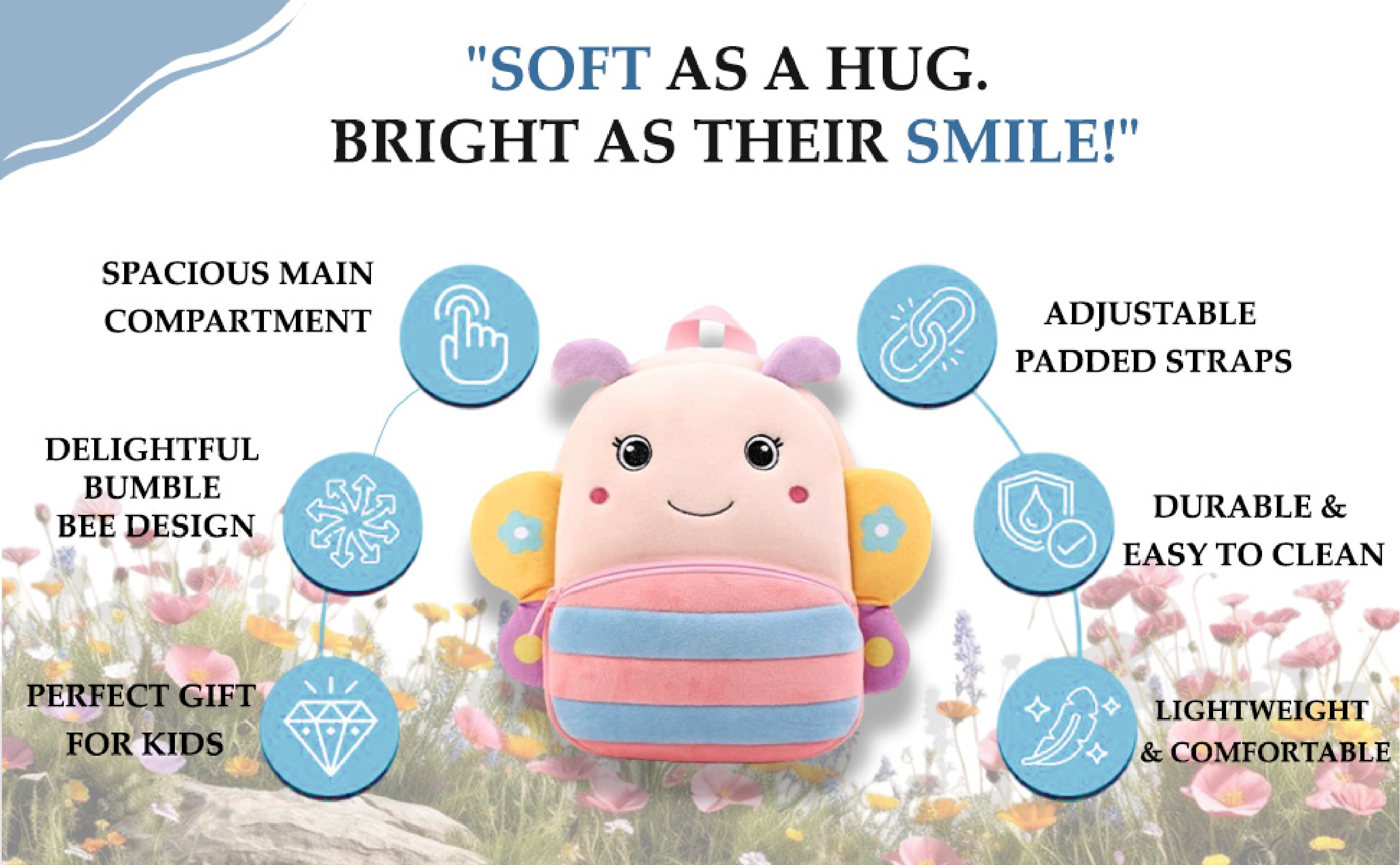 Bumble Bee Soft Plush Kids Backpack