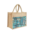 Blue Re Usable Jute Shopping Bags