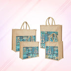 Blue Re Usable Jute Shopping Bags
