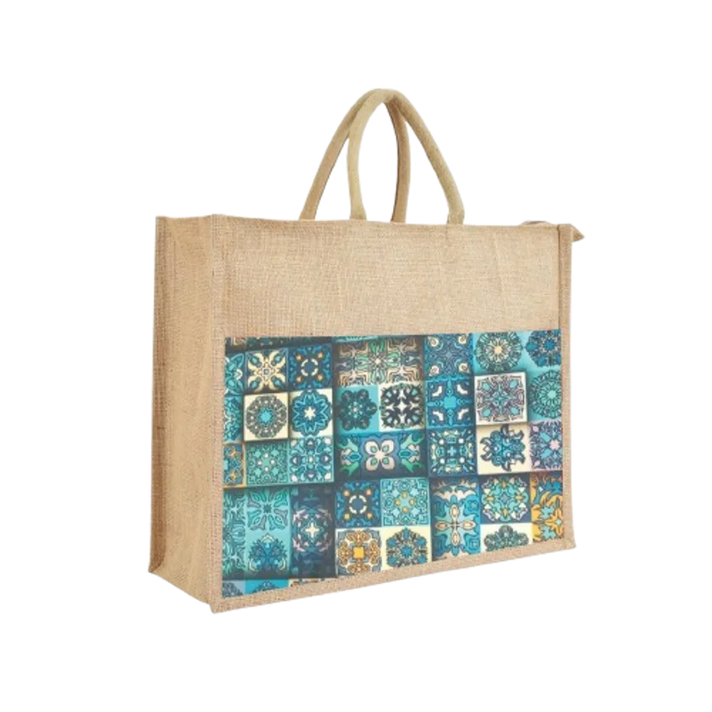 Blue Re Usable Jute Shopping Bags