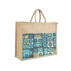 Blue Re Usable Jute Shopping Bags