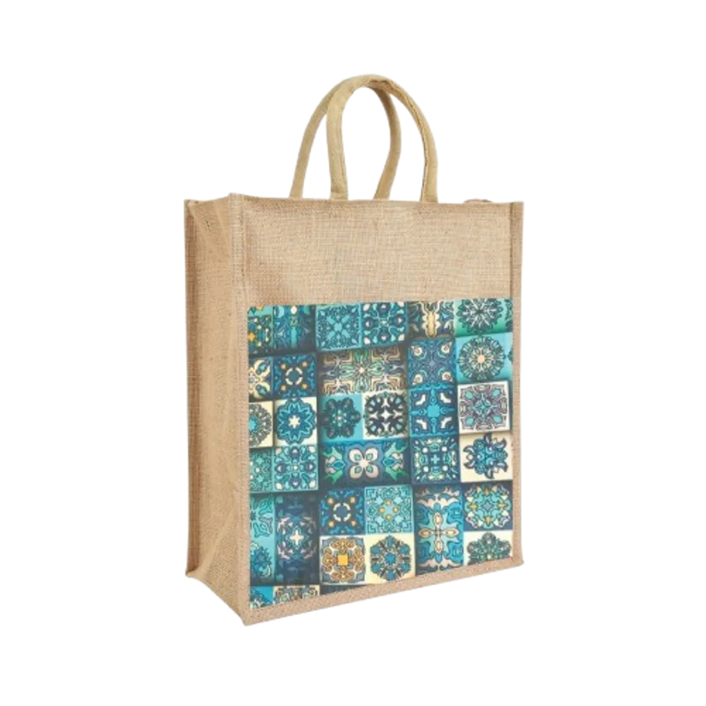 Blue Re Usable Jute Shopping Bags