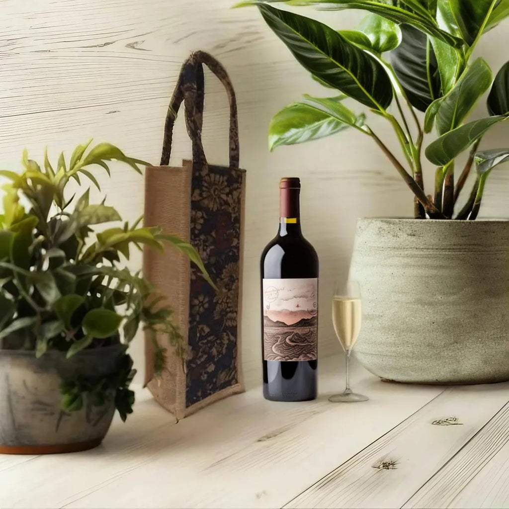 Black Premium Floral Design Bottle Bag