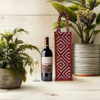 Red And White Premium Design Handwoven Bottle Bag