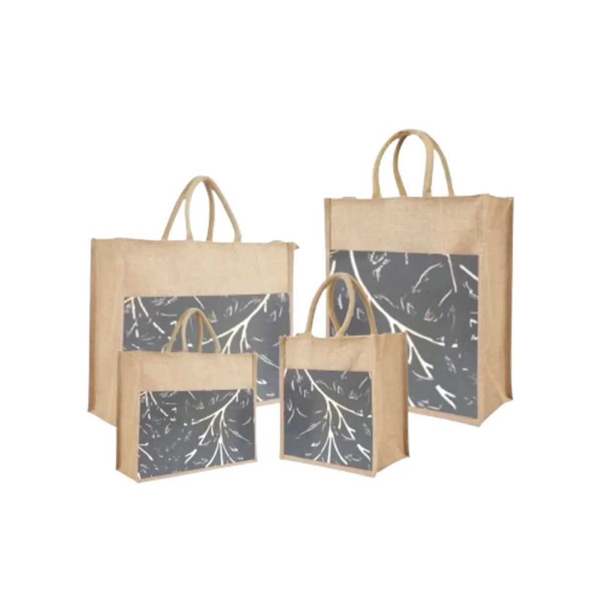 Grey Re Usable Jute Shopping Bags
