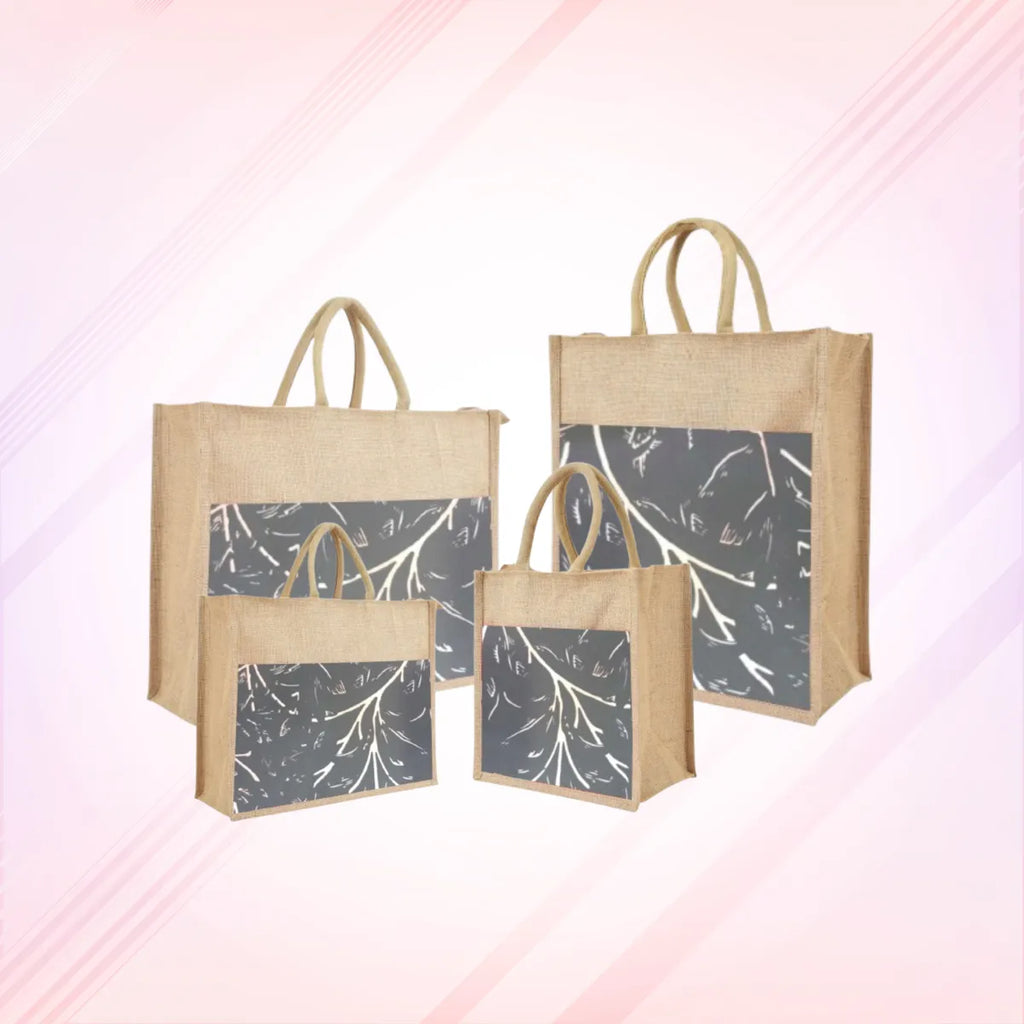 Grey Re Usable Jute Shopping Bags