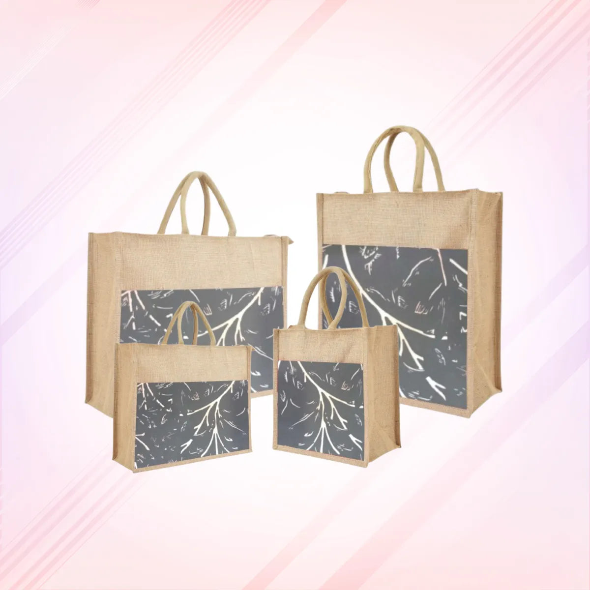 Grey Re Usable Jute Shopping Bags