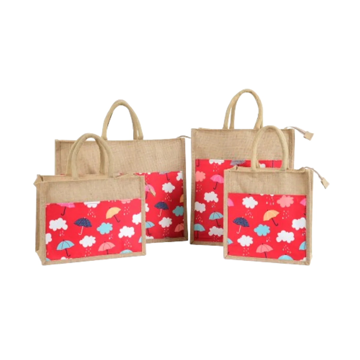 Red Re Usable Jute Shopping Bags