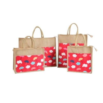 Red Re Usable Jute Shopping Bags