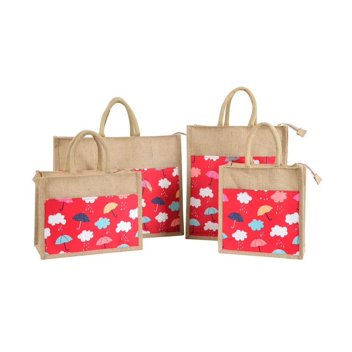 Red Re Usable Jute Shopping Bags