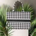White And Black Print Customize Hand Bag For Women