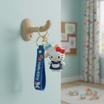 Blue Kitty Silicone Keyring Accessories for Kids