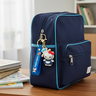 Blue Kitty Silicone Keyring Accessories for Kids