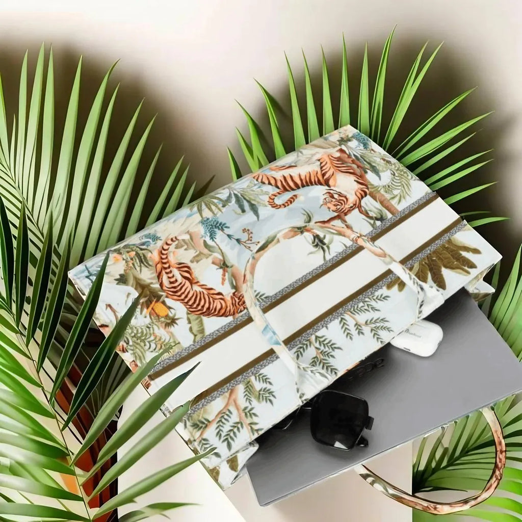White Tiger Print Customize Hand Bag For Women
