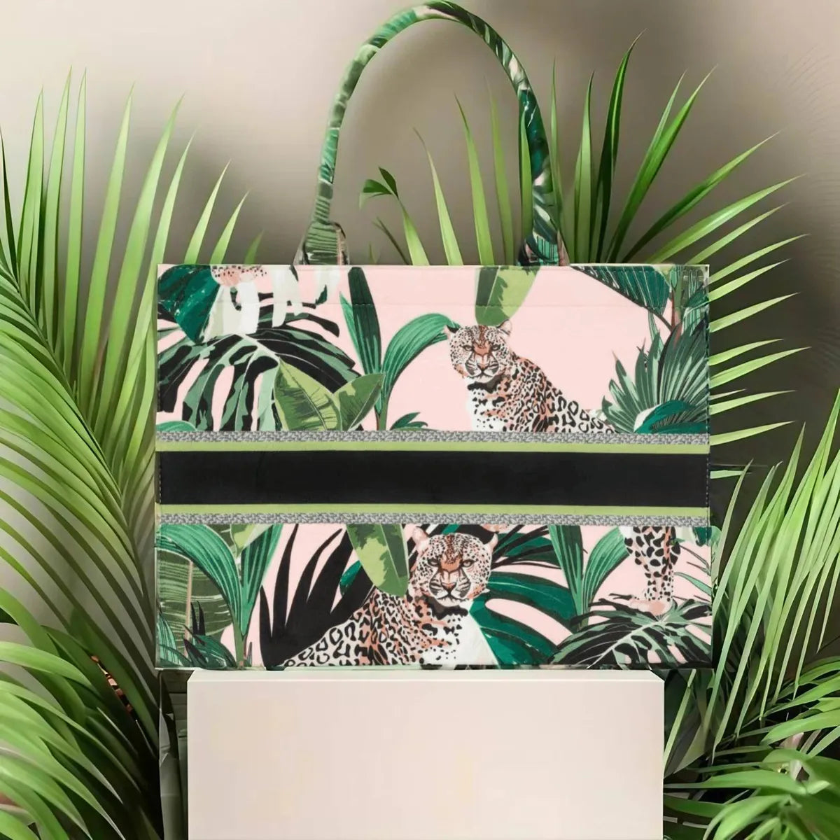 Peach Leopard Print Customize Hand Bag For Women