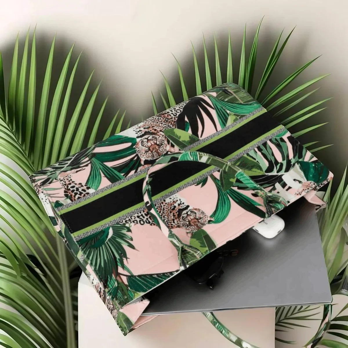 Peach Leopard Print Customize Hand Bag For Women