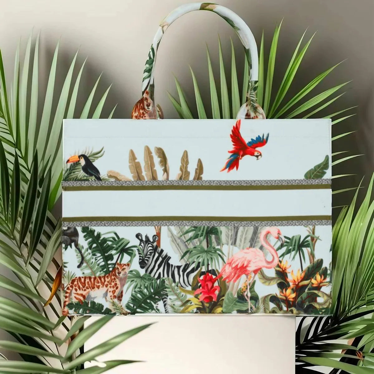 White Bird Print Customize Hand Bag For Women