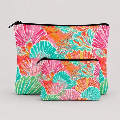Colouful  Coral Pouch Set Of 2 Pieces